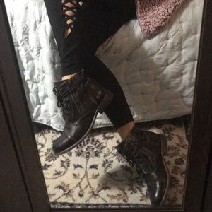 Bed Stu Black Combat style booties